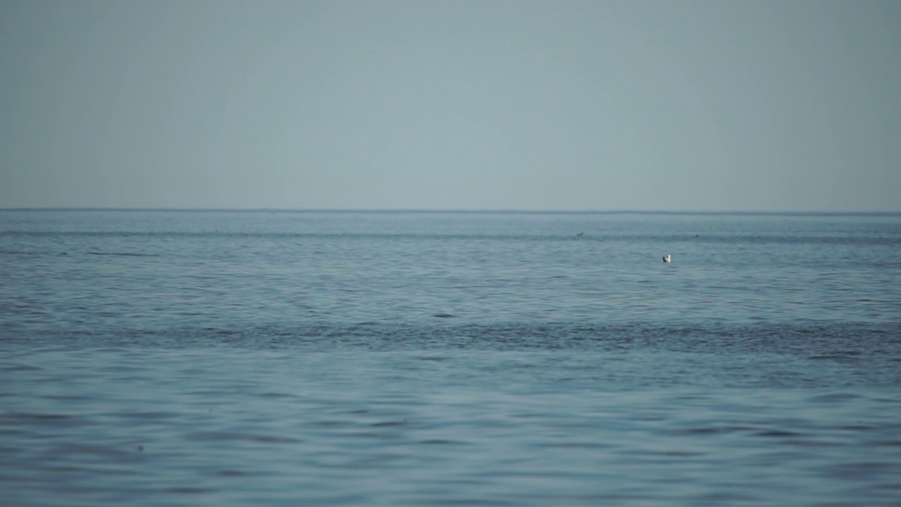 抽象海洋夏季海洋日落自然背景。小波浪水面上的运动模糊与金色的散景灯从太阳。度假、度假和休闲的概念。慢动作视频素材