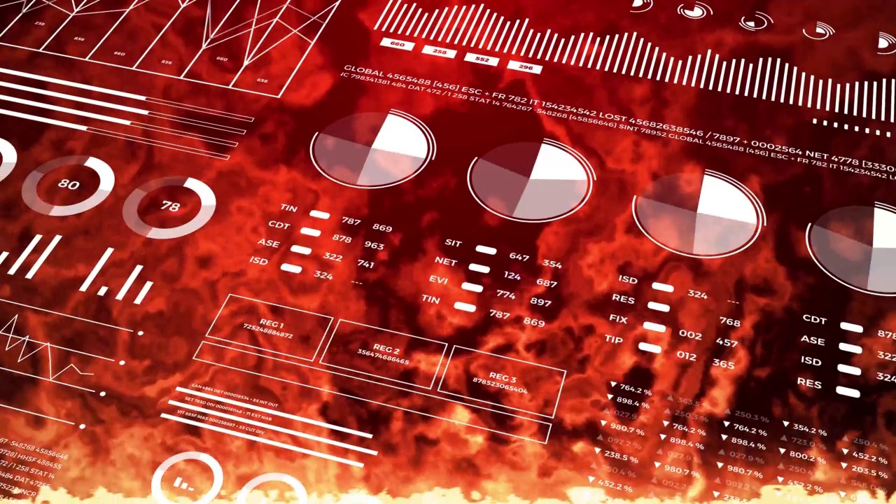 金融危机。信息图数据报告信息图燃烧着火。视频素材