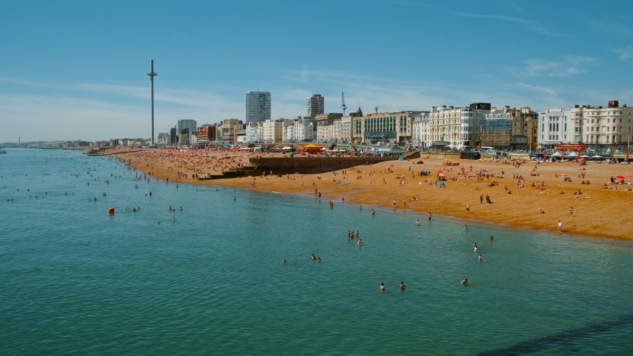 布莱顿海滩，东苏塞克斯，英格兰，英国视频素材