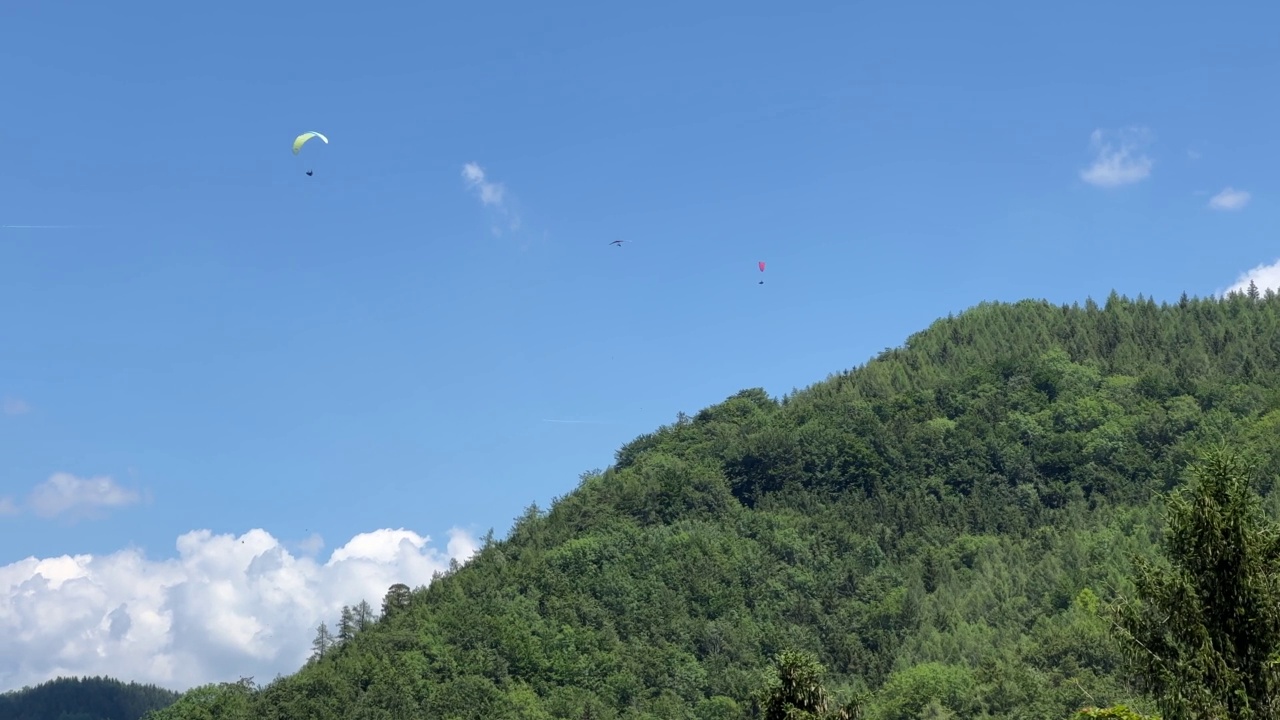 在天空中飞翔的滑翔伞视频素材