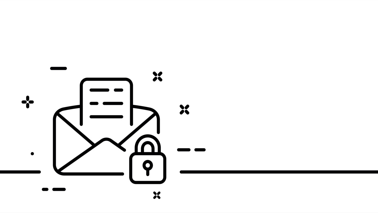 有信的信封。锁信、密码、保护、安全、私人信息。安全的概念。一条线绘制动画。运动设计。动画技术的标志。视频4 k视频素材