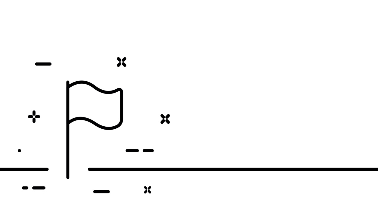 国旗。白旗飘扬，复选框，胜利，锦旗，投降，颜色，国旗，旗杆，旗杆。旗帜学概念。一条线绘制动画。运动设计。动画技术的标志。视频4 k视频素材