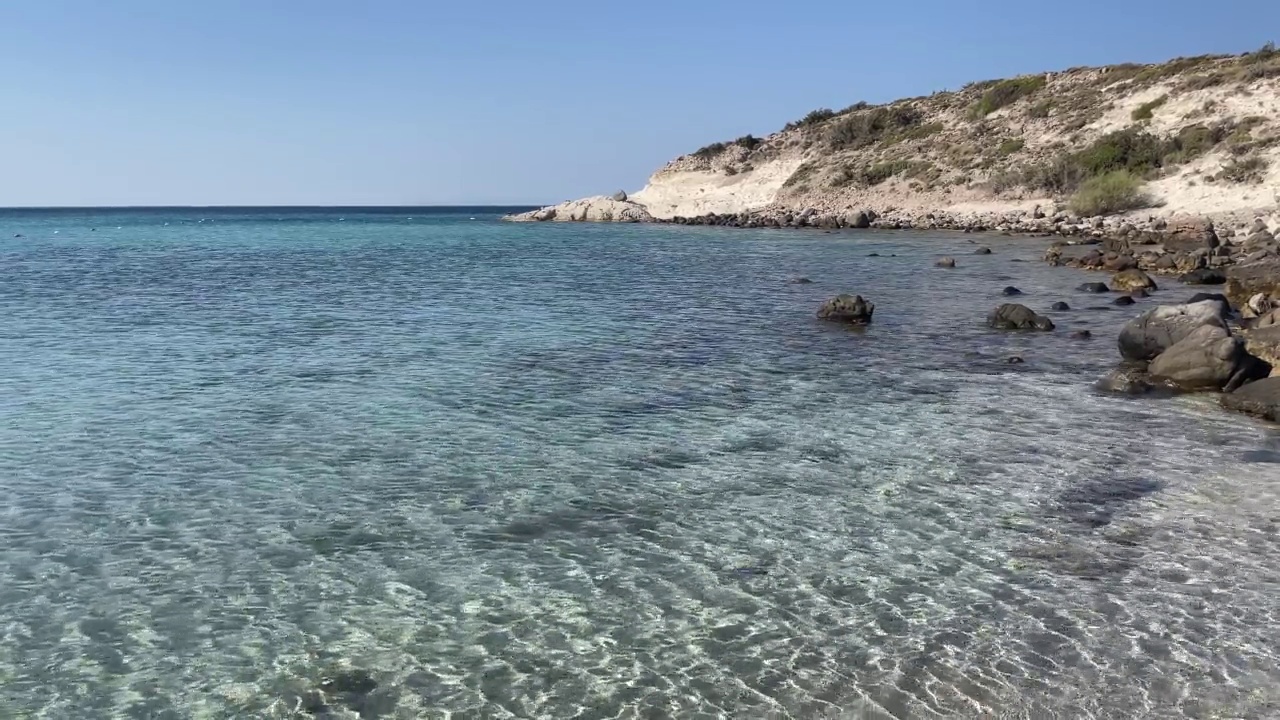 夏天炎热，海滩和清澈的大海为背景和暑假视频素材