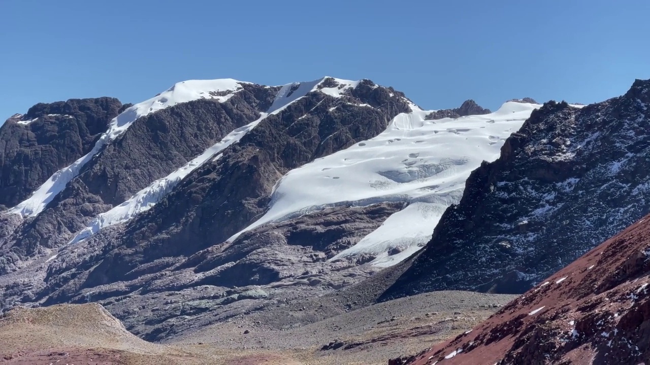 白雪覆盖的安第斯山脉在秘鲁视频素材