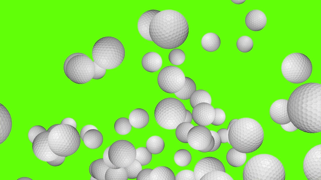 3D 4K高尔夫球在绿色背景上飞行，3D动画。高尔夫比赛或娱乐训练视频素材