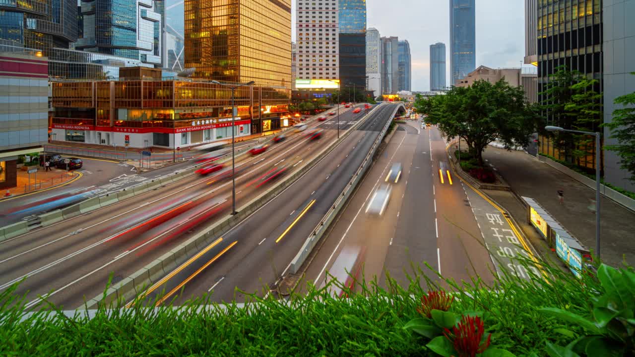 延时拍摄的香港城市景观视频素材