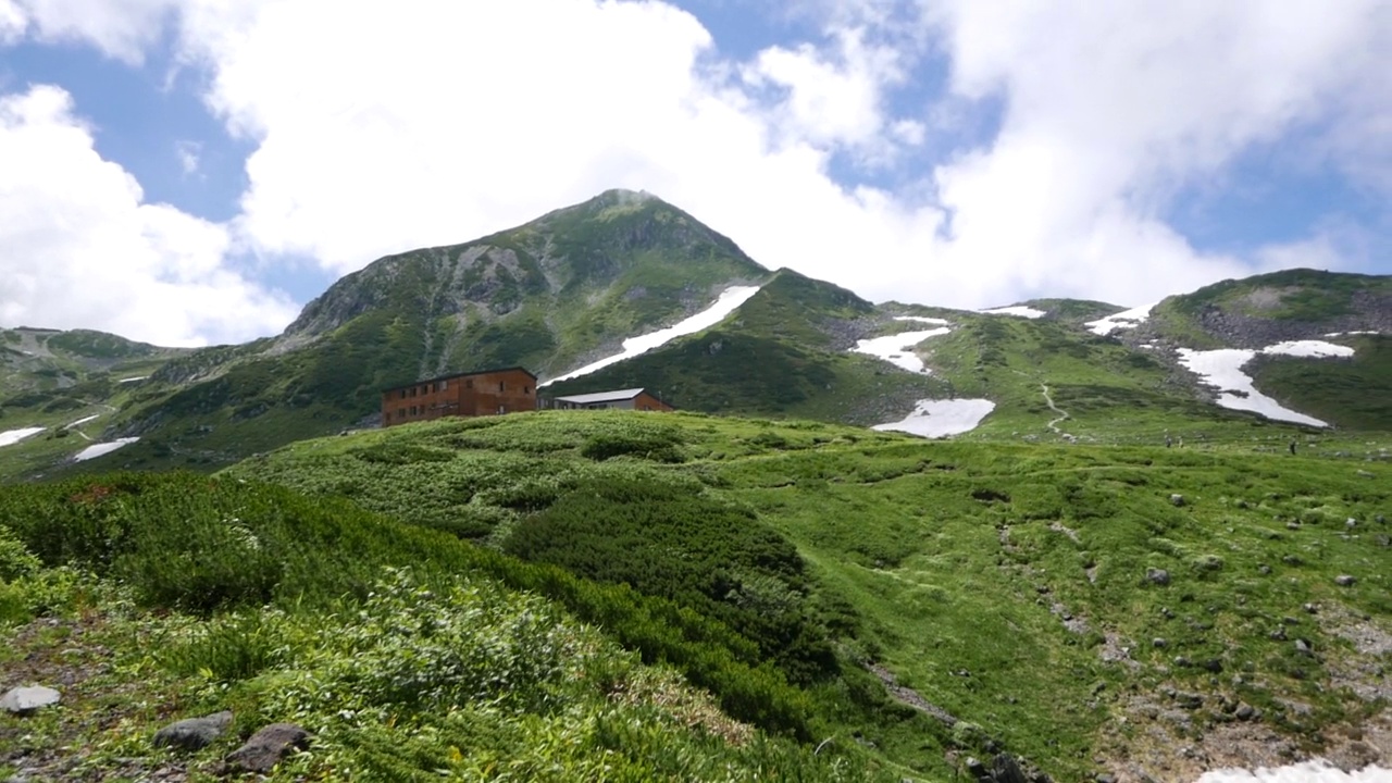 Murodo海拔2500米，这是立山Kurobe高山路线的最高点。你可以去很多地方散步，比如三栗阁。视频素材