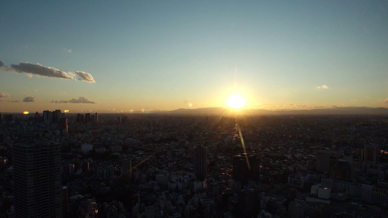 日本东京:东京都市景观的日出或日落。视频素材