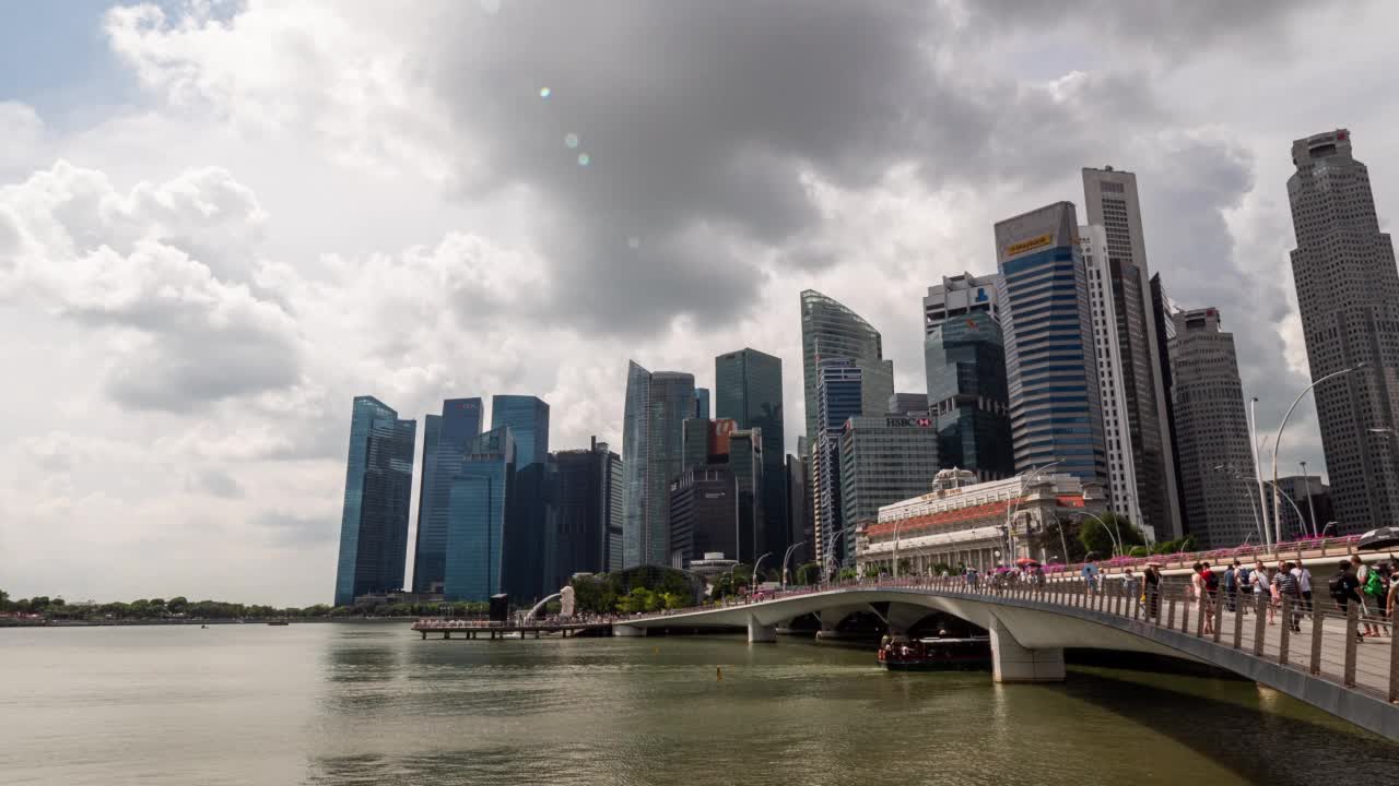 时间流逝的滨海湾，新加坡视频素材