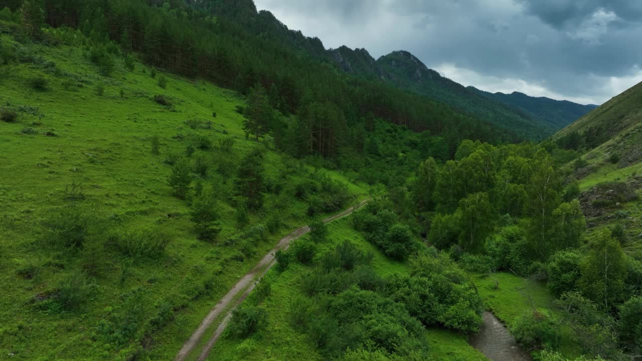 夏季山地景观。鸟瞰图视频素材