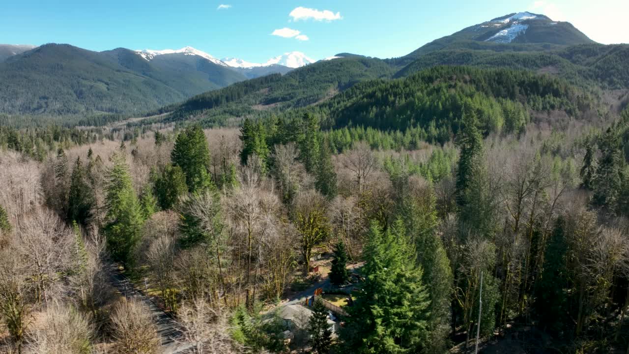 贝克山斯诺夸尔米国家森林华盛顿冰川的山景航拍视频素材