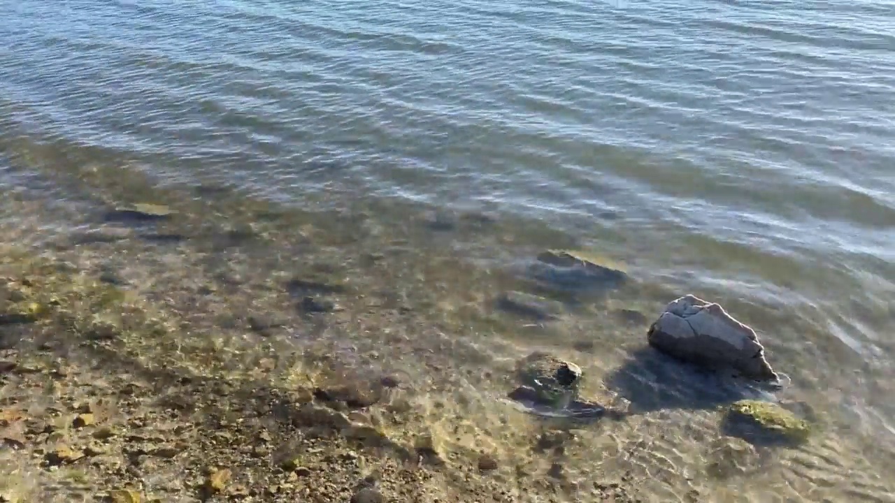 海滩水边波晴湖夏日风流岸波视频素材