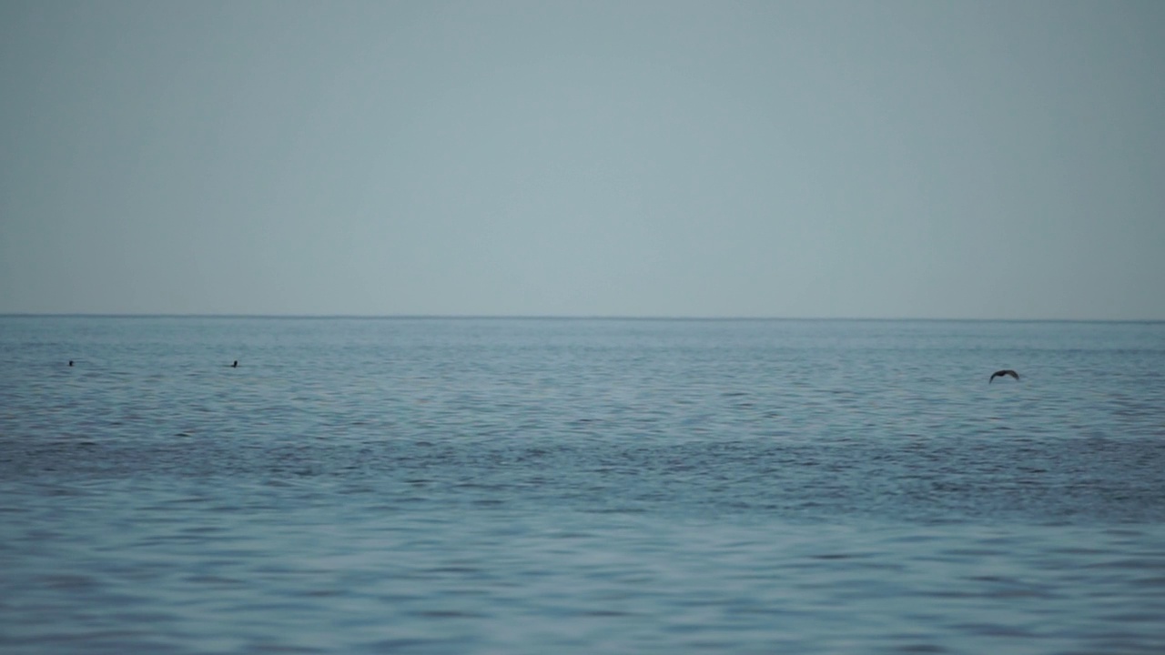 抽象海洋夏季海洋日落自然背景。小波浪水面上的运动模糊与金色的散景灯从太阳。度假、度假和休闲的概念。慢动作视频素材