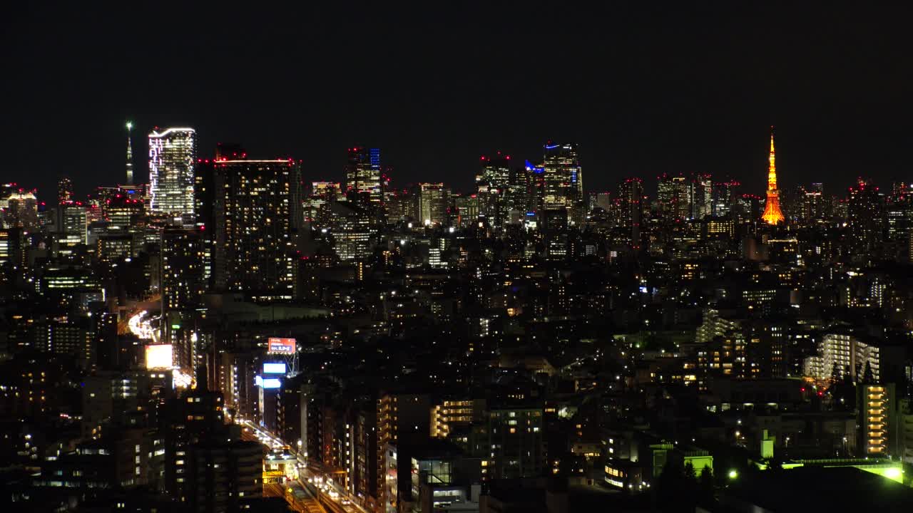 日本东京:东京夜景。时间流逝。视频素材