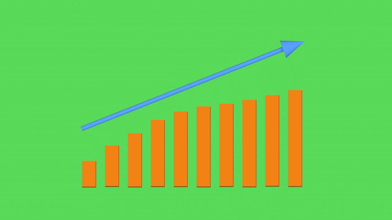 增长图表的3D动画。箭头向上。商业和经济概念。统计数据。视频素材
