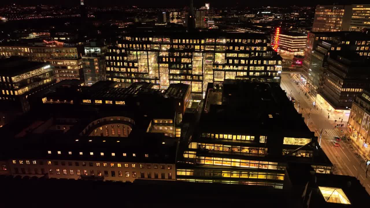 斯德哥尔摩城市夜景鸟瞰图视频素材