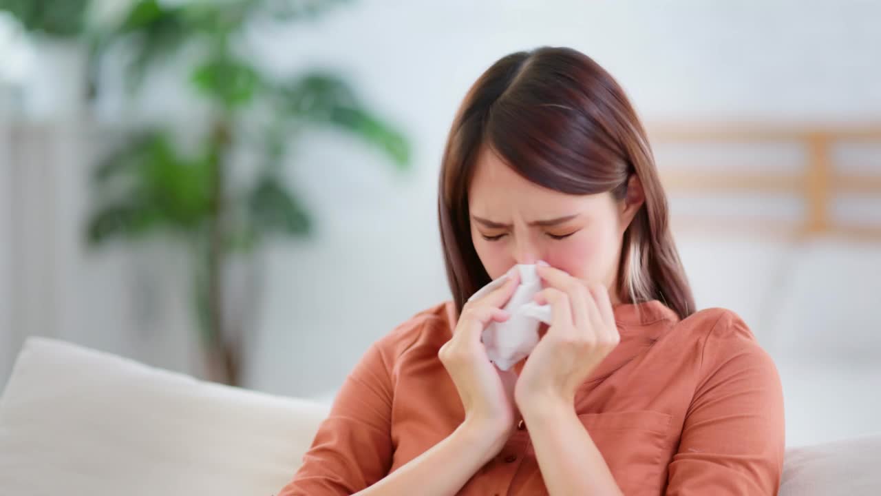 亚洲妇女流鼻涕视频素材