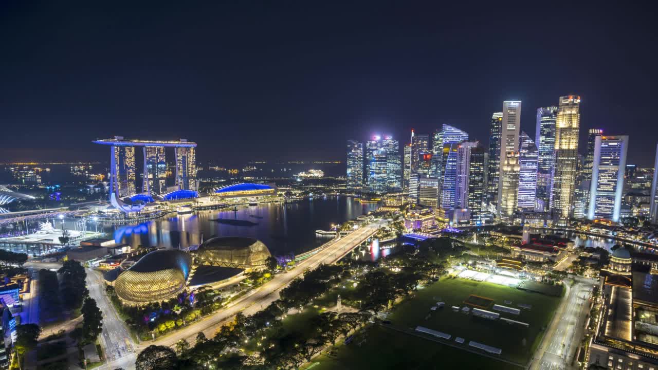 新加坡滨海湾的夜景视频下载