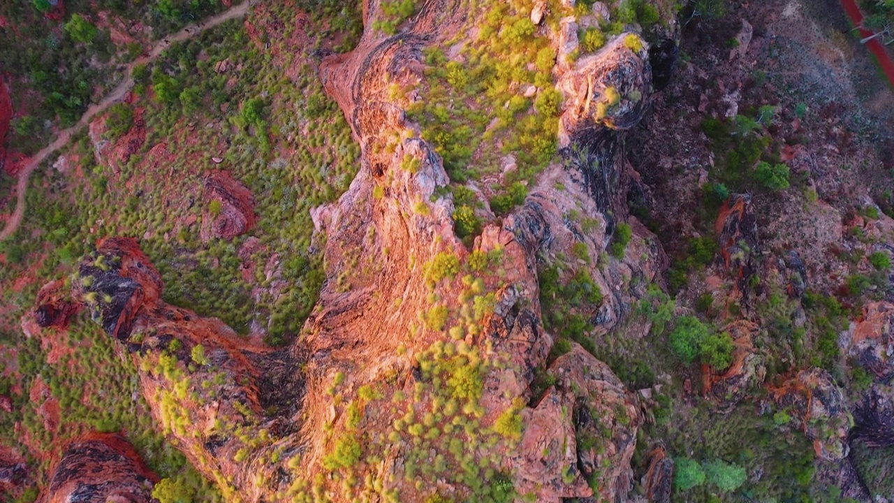 鸟瞰隐藏山谷，米里玛国家公园，Kununurra，西澳大利亚的空中视频镜头视频素材