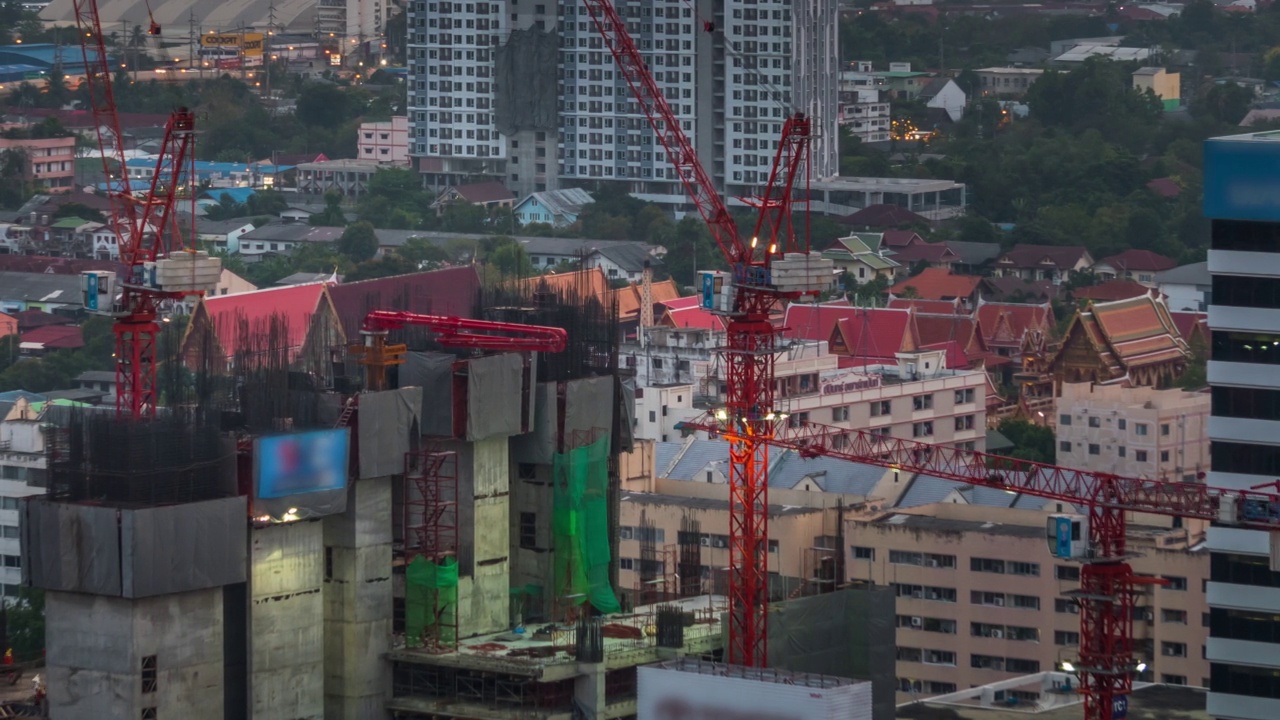 城市建筑工地的昼夜时间间隔视频素材