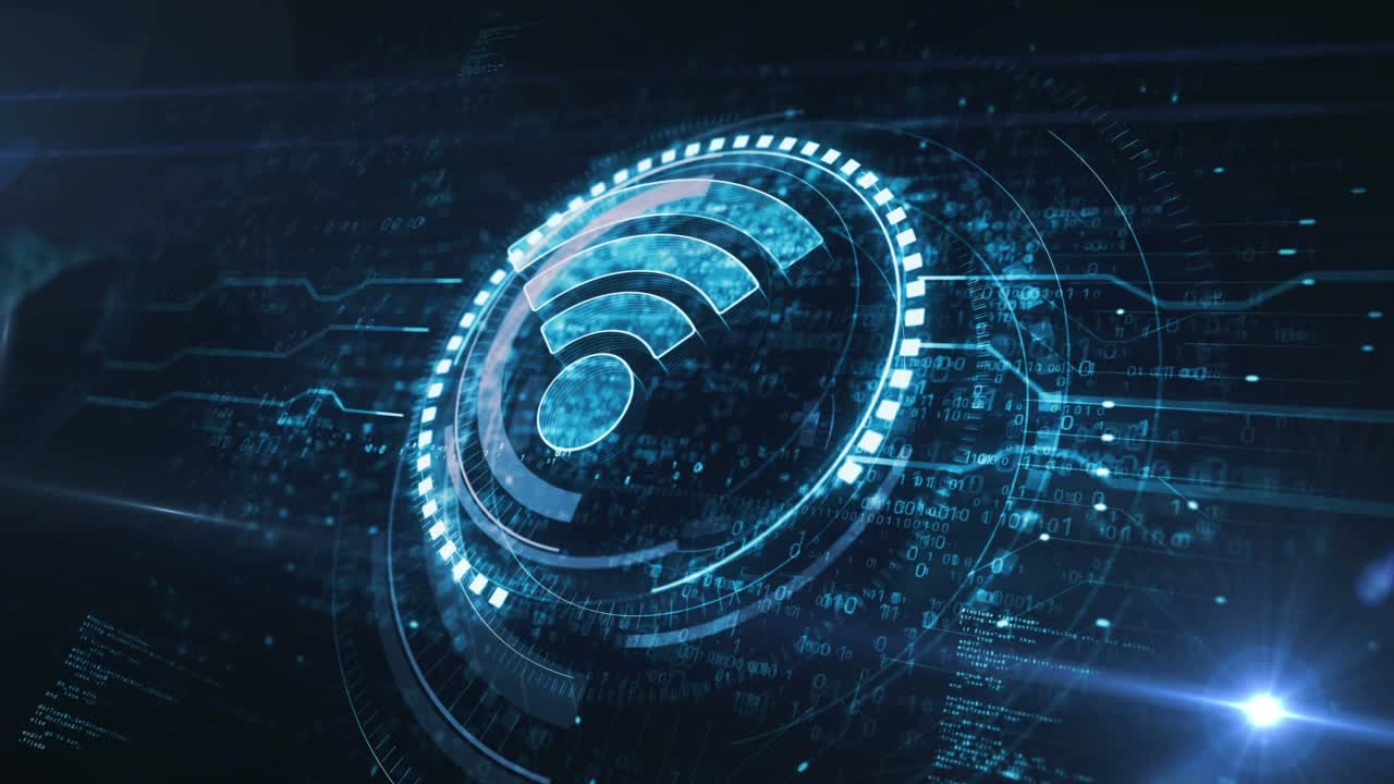 Wifi移动网络通信符号数字概念环视频素材