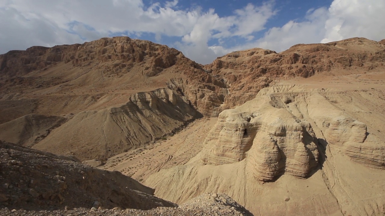 洞穴和沙漠/ Qumran，以色列视频素材