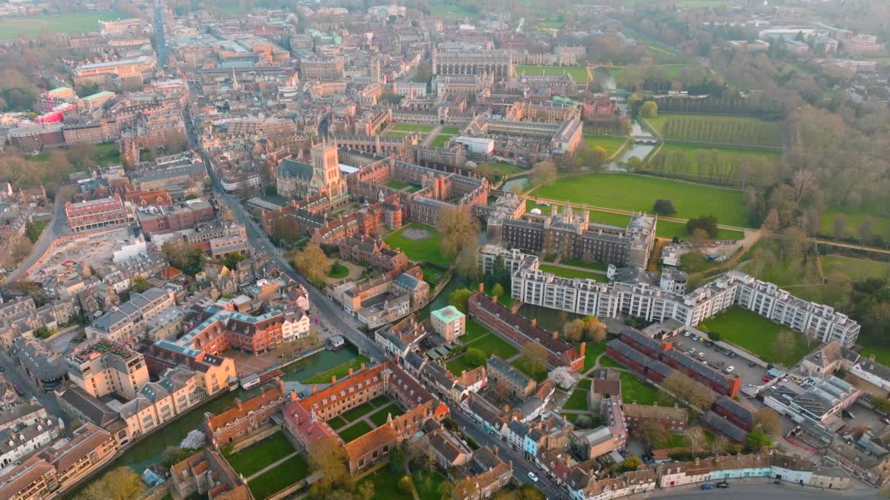 鸟瞰剑桥市，英国视频素材