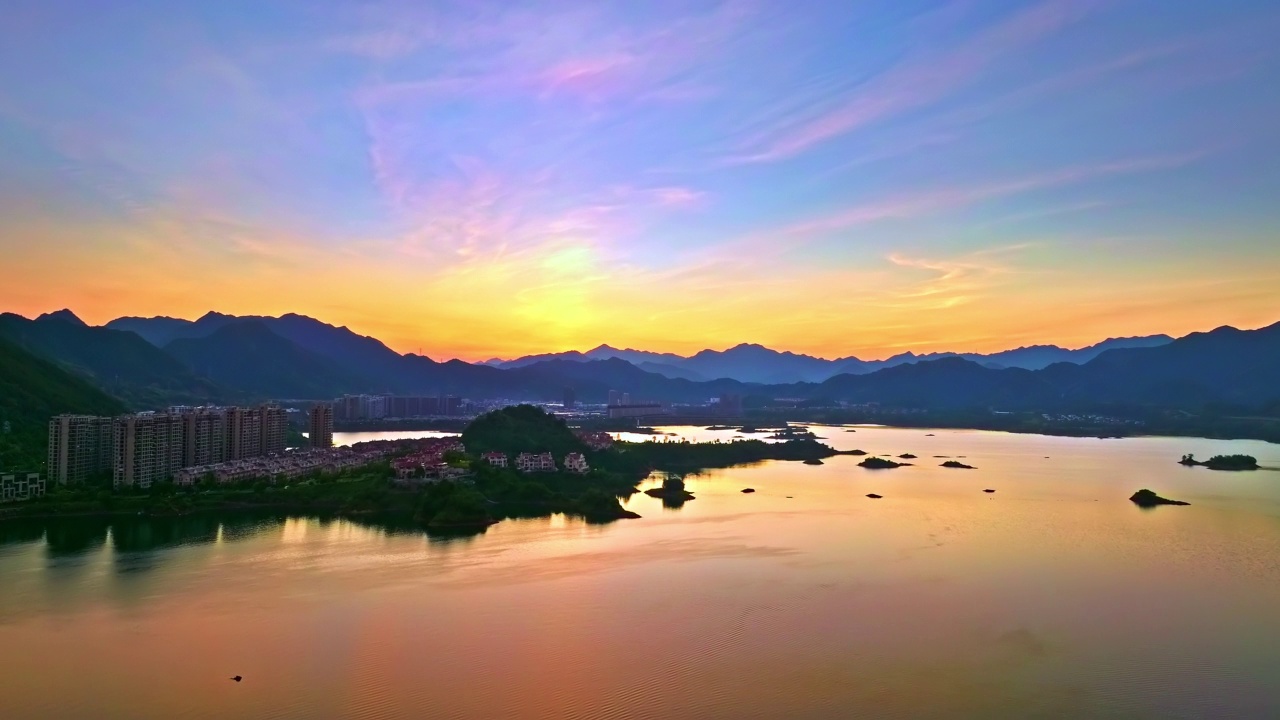 杭州千岛湖山景航拍视频素材