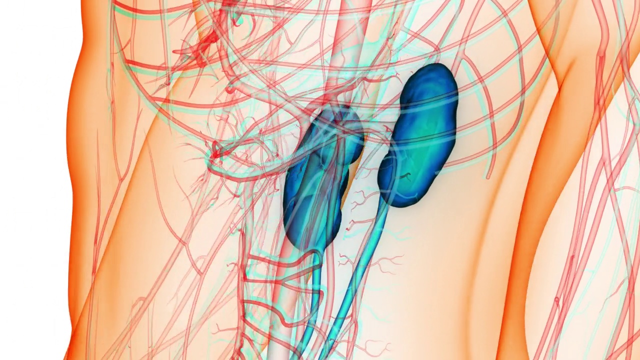人体泌尿系统肾脏解剖动画概念视频素材