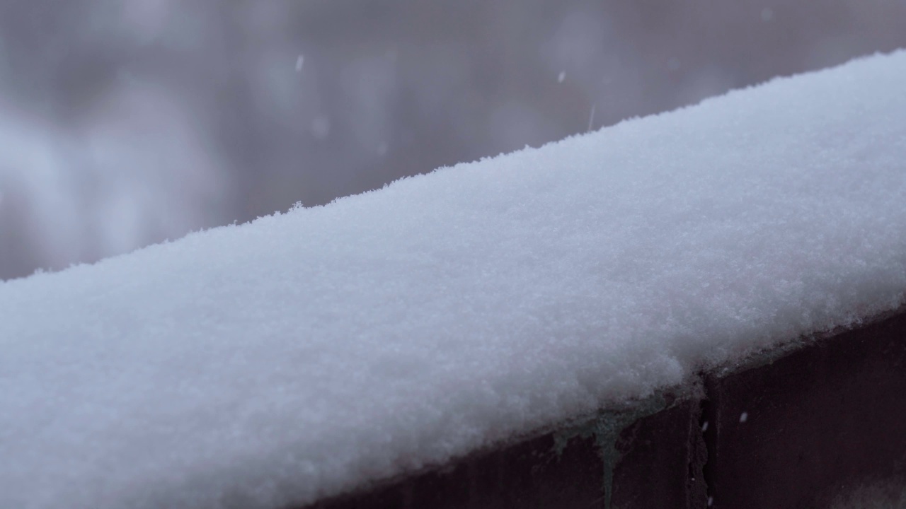 冬天下雪特写，选择性对焦。冬天的心情视频素材