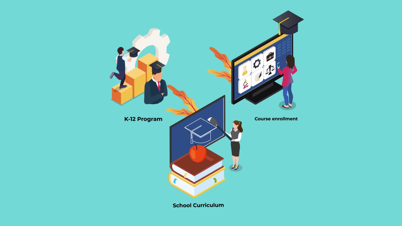 一群人在学校参加k12课程视频素材