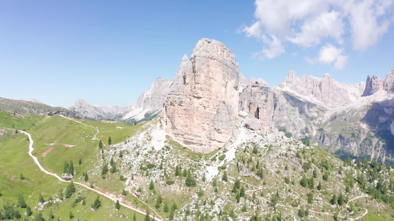 Cinque Torri, Dolomites，意大利阿尔卑斯山，意大利视频素材