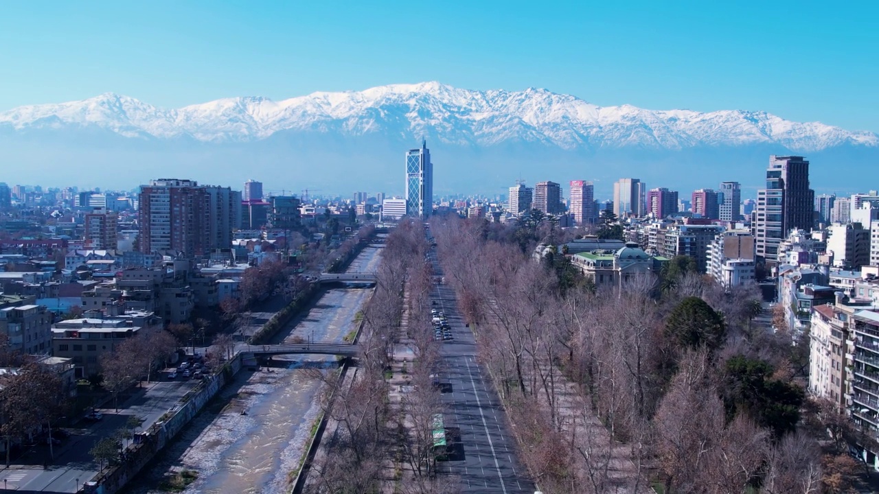 圣地亚哥城市景观智利首都，南美洲国家。视频素材