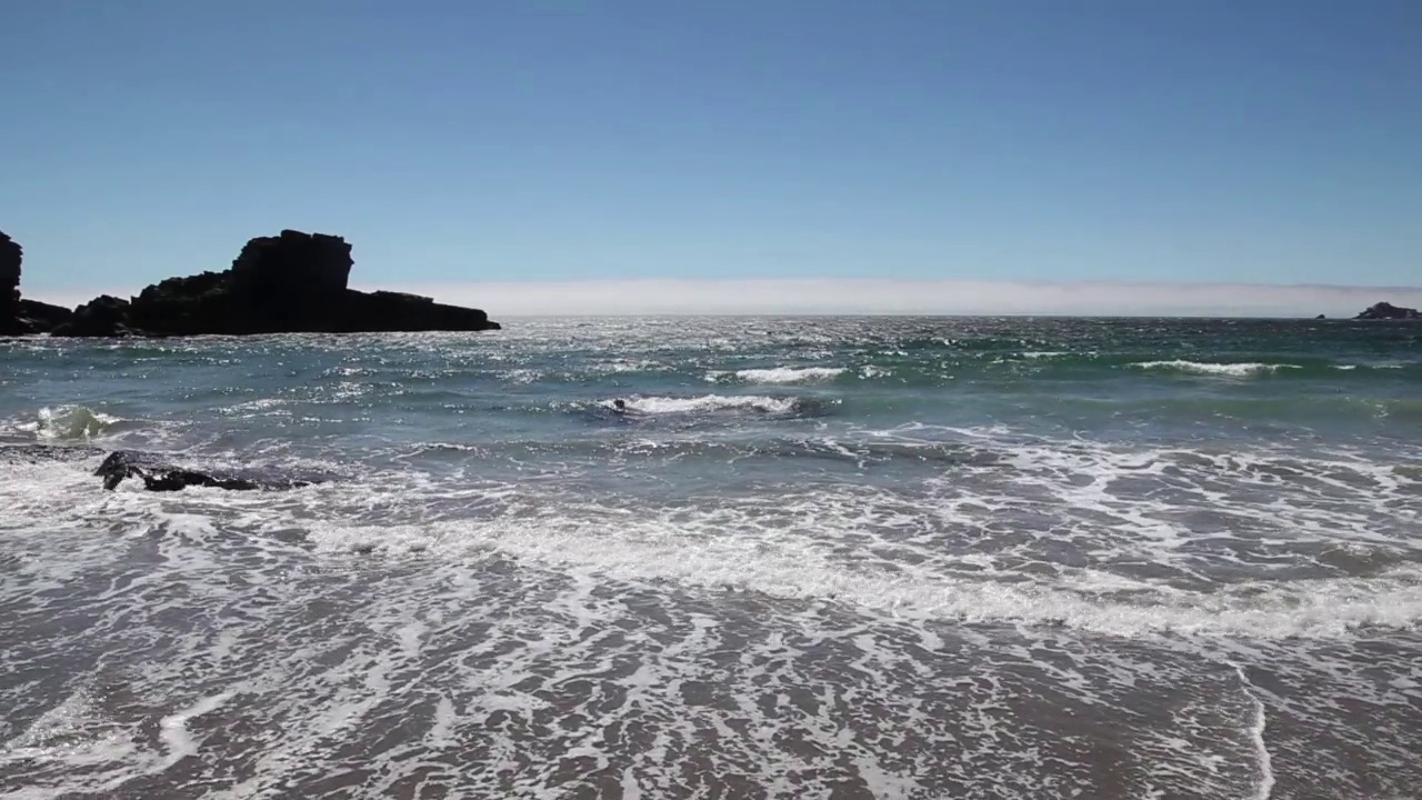 北加利福尼亚海滩海浪和蓝天视频素材