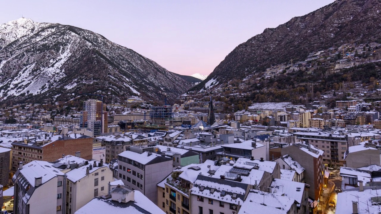 安道尔滑雪场，时间流逝视频素材