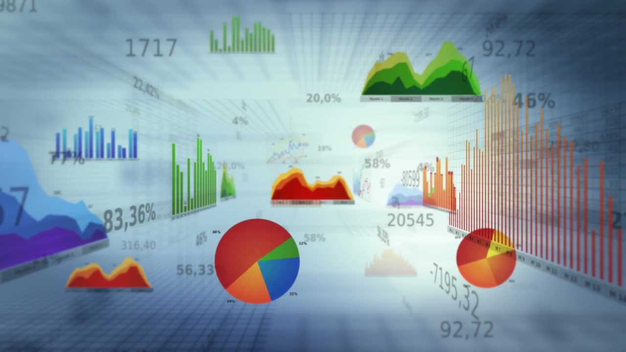 具有业务、财务数据和图表的背景知识。多莉。Loopable。白色视频素材