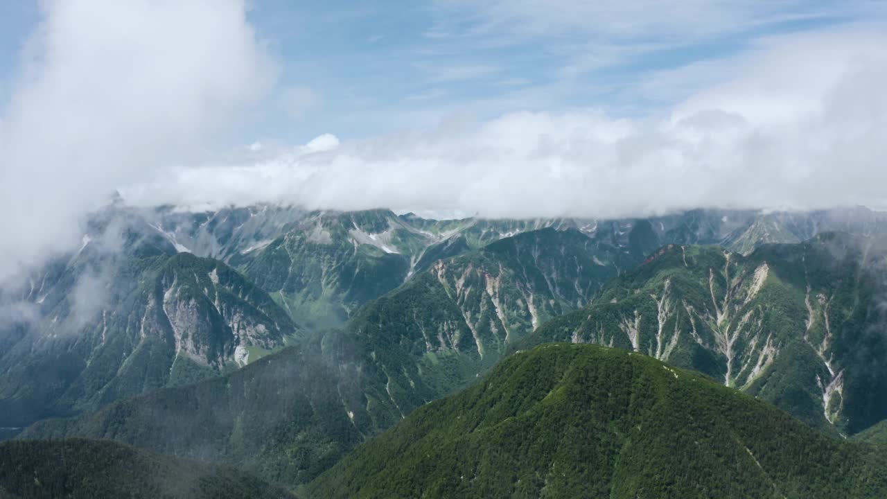 4k无人机拍摄-日本阿尔卑斯山北部，约能山附近。日本长野,视频素材