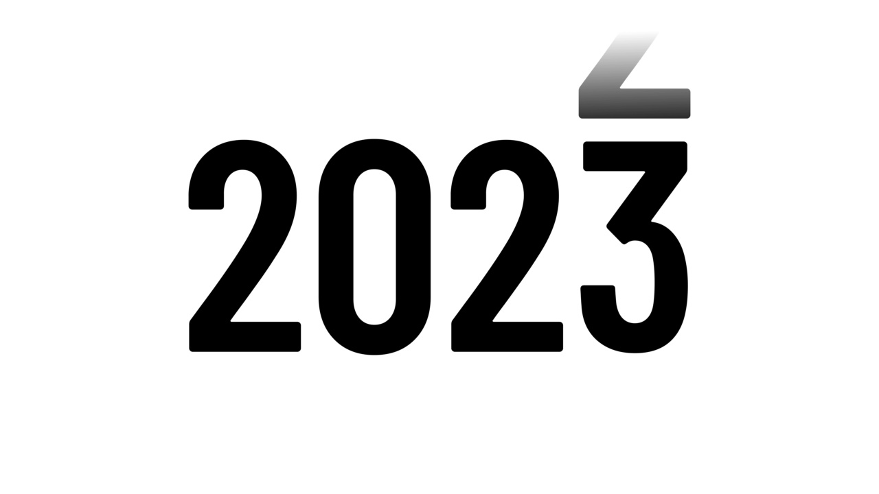 2022年到2023年的变化。新年快乐的象征。倒数最后一个数字。运动图形动画视频素材