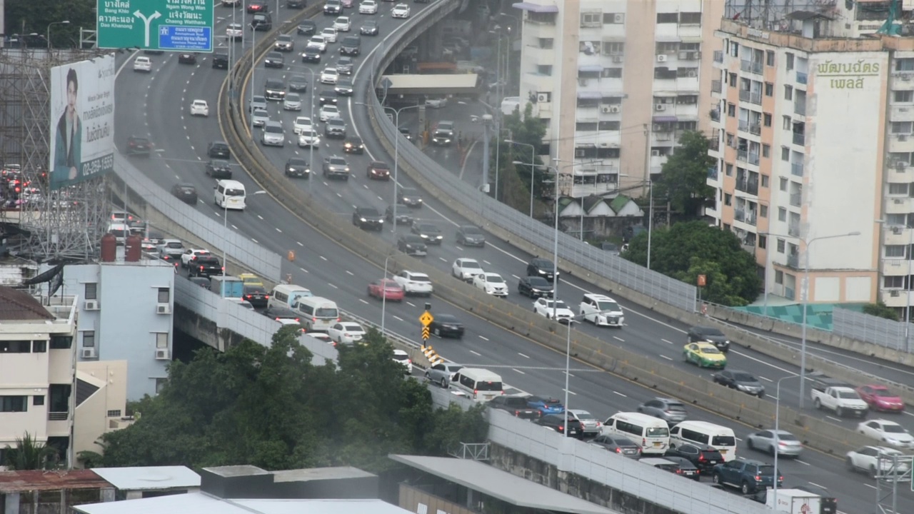 泰国曼谷景观城市景观及高速公路交通道路视频素材