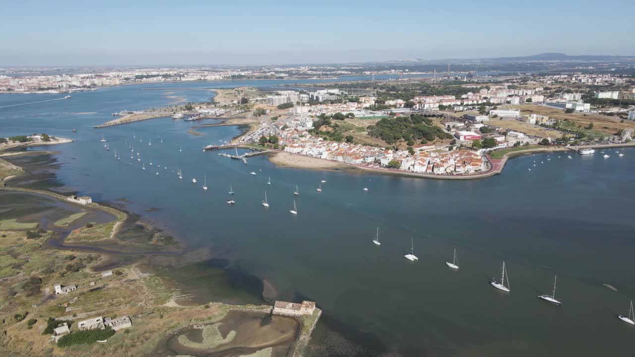 Seixal, Setubal，葡萄牙的鸟瞰图。视频素材