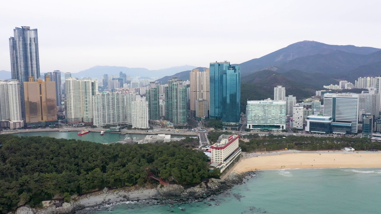 东白岛和海云台海滩/海云台区，釜山，韩国视频素材