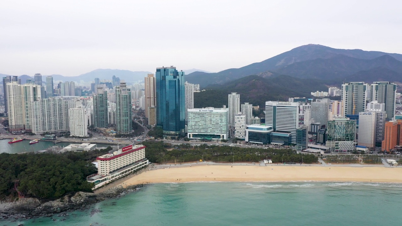 东白岛和海云台海滩/海云台区，釜山，韩国视频素材