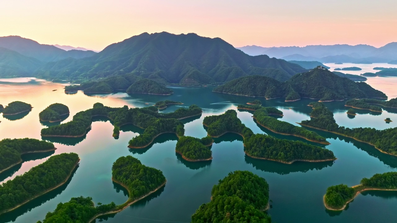 杭州千岛湖鸟瞰图视频素材