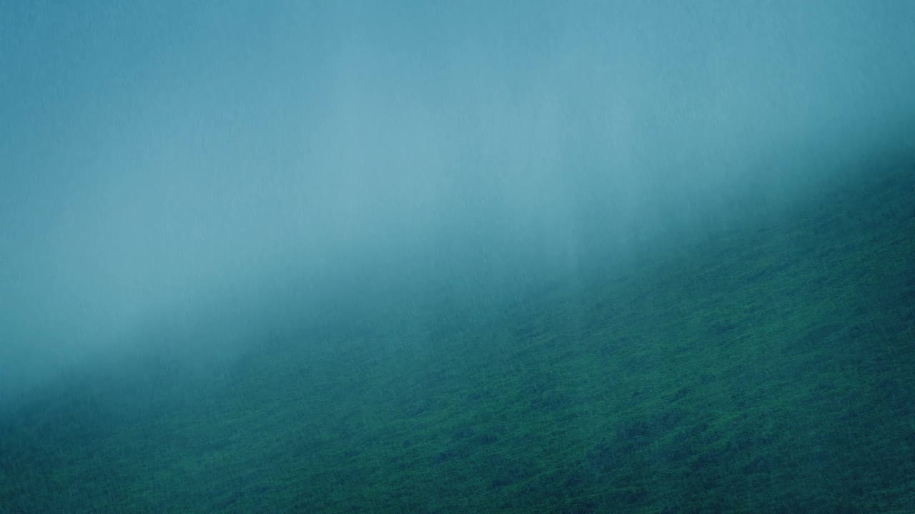 薄雾笼罩的山坡上的薄雨视频素材