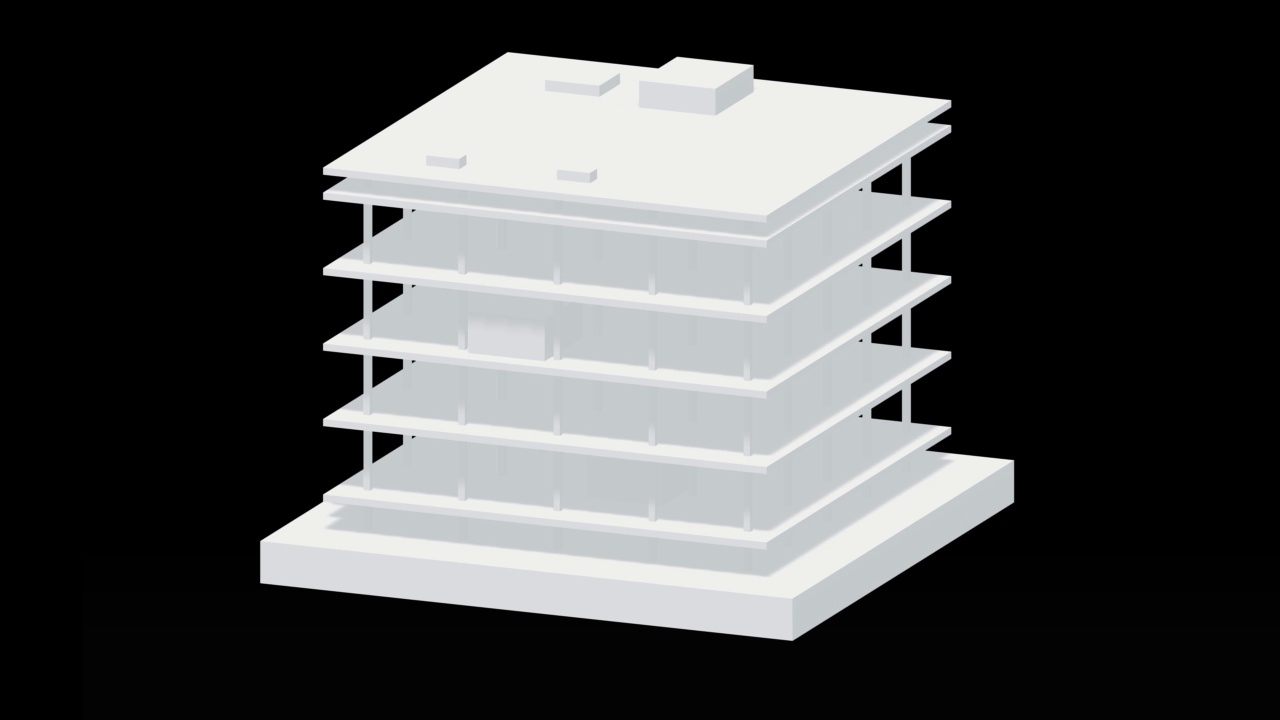 建筑在建造中。正在建造房屋。旋转黑色背景。视频素材