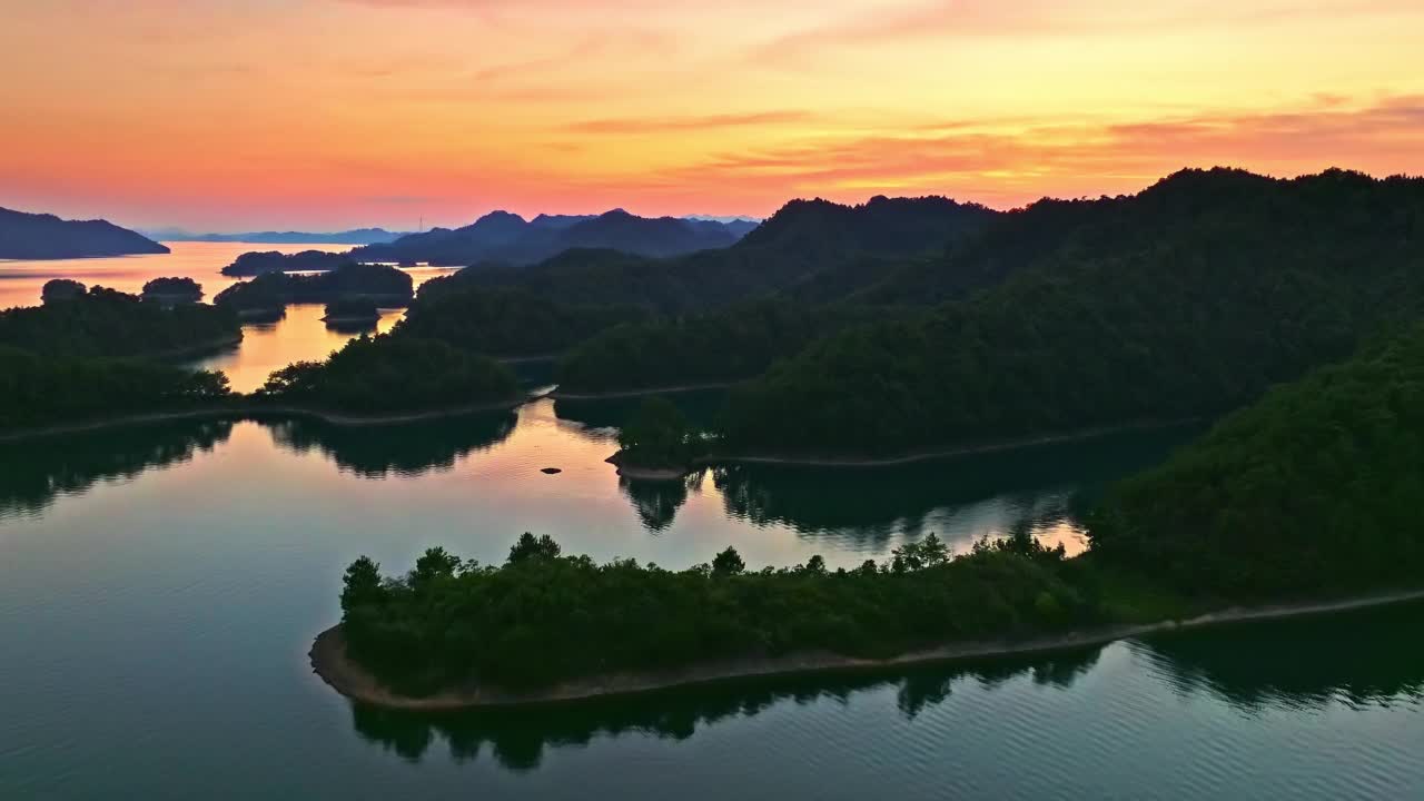 杭州千岛湖自然风光鸟瞰图视频素材