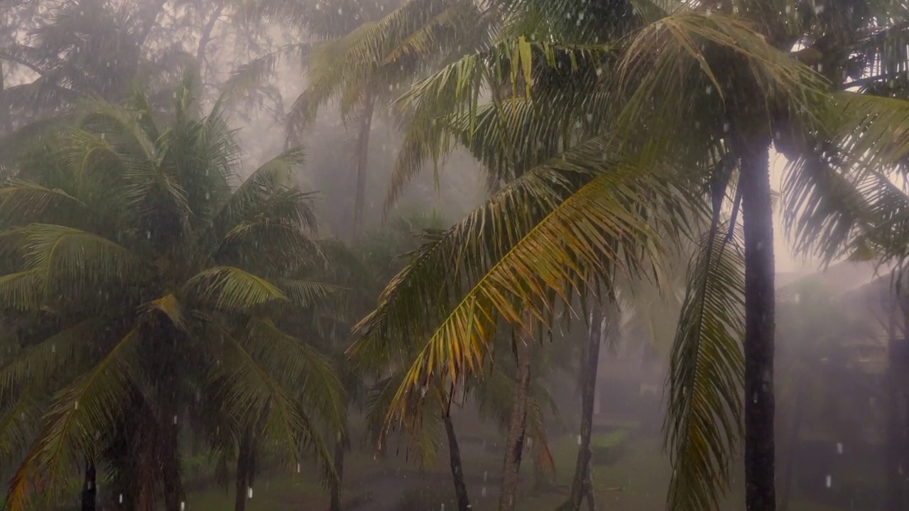 亚洲泰国雨季的热带大风暴雨视频素材