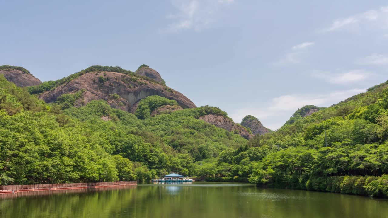 韩国全罗北道济安郡，白天麦山山的大荣济水库视频素材