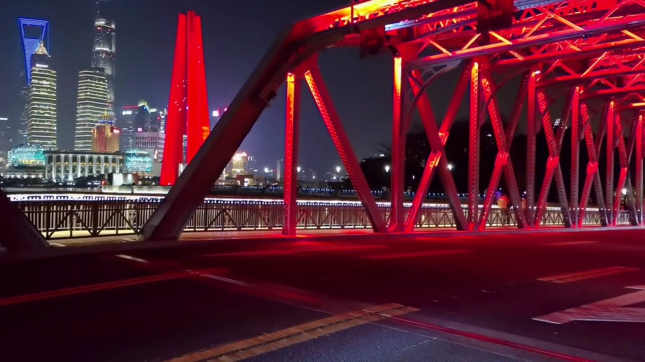 上海外白大桥夜景视频素材