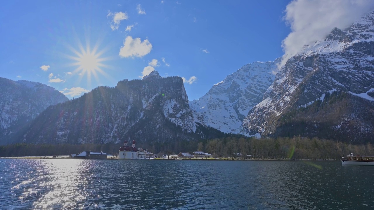 修道院圣Bartholomä Königsee, Schönau am Königsee，贝希特斯加登国家公园，上巴伐利亚，巴伐利亚，德国，欧洲视频素材